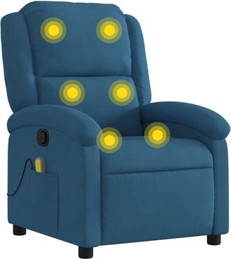 vidaXL Sill&oacute;n De Masaje Reclinable De Terciopelo Azul Vidaxl