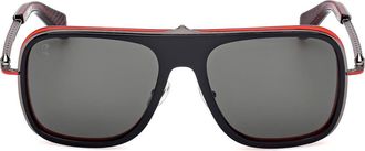 Christian Louboutin 62mm Mirrored Navigator Sunglasses in Black Red/gunmetal Red at Nordstrom