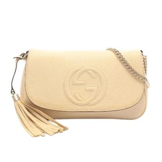 Gucci Pre-owned Soho Interlocking G Leren Schoudertas - Dames - Pre-owned - Beige - Maat: ONE Size Leer