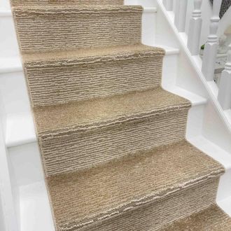 Runrug Stair Runner Carpet - Soft & Comfortable, 0.35 Inch - Quin in Beige | Size: 66 cm x 600 cm