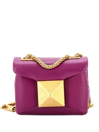 Valentino Garavani One Stud Chain Flap Bag Leather Micro crossbody bag - Viola