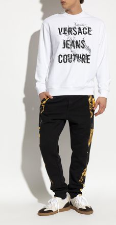 Versace Jeans Couture Sweatshirt With Printed Logo, Mens, White