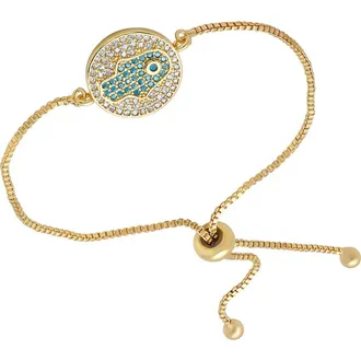 Steeltime 18k Gold Plated Hamsa Slider Bracelet at Nordstrom Rack