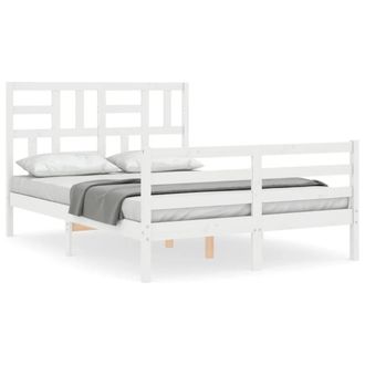 Berkfield Home Bed Frame with Headboard White 140x200 cm Solid Wood