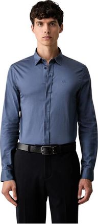 A|X Armani Exchange Slim-fit Shirt - Heren - Zakelijke Overhemden - Blauw - XL - Katoen - Overhemden