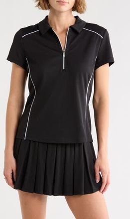 DKNY Court Pique Polo in Black/White at Nordstrom Rack, Size X-Small