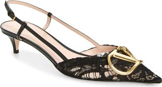 Valentino VLOGO Slingback Pump in Black at Nordstrom, Size 38.5
