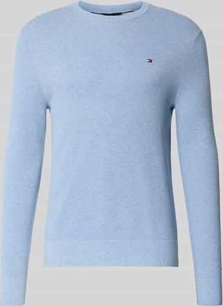 Tommy Hilfiger Regular Fit Strickpullover aus reiner Baumwolle in Hellblau Melange, Gr&ouml;&szlig;e XXL