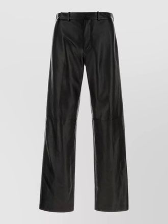 Fendi nappa leather wide leg trousers belt loops