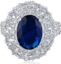 Kenneth Jay Lane Oval Cubic Zirconia Halo Ring in Blue/clear Silver at Nordstrom Rack, Size 6