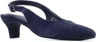 Hush Puppies Nahla Buckle Kitten Heel Leren Dames Navy Ronde Slingback Schoenen