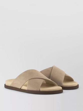 Brunello Cucinelli suede sandals open toe flat sole
