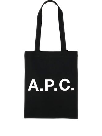 A.P.C. Lou logo-print canvas tote bag - men - Canvas - One Size - Black