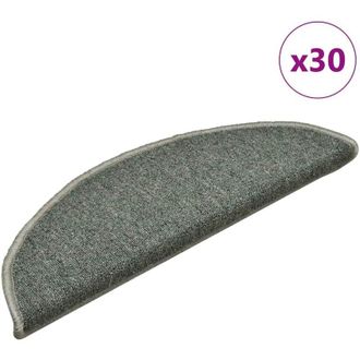 vidaXL Felpudos Para Escaleras 30 Unidades 56x17x3 Cm Verde Oscuro Semicircular Vidaxl