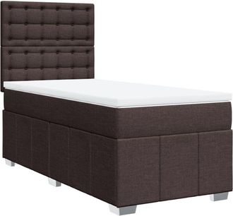 vidaXL Cama Box Spring Con Colch&oacute;n Tela Marr&oacute;n Oscuro 90x190 Cm Vidaxl