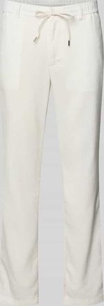HUGO BOSS Modern Fit Straight Leg Hose aus Leinen-Mix Modell KANE1 in Weiss, Gr&ouml;&szlig;e 30/32
