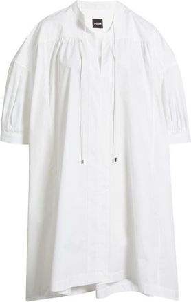 BOSS Dollana Oversize Cotton Shift Dress in Bright White at Nordstrom, Size 18