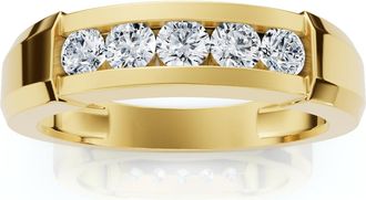 Pompeii3 1/2ct Mens 14K Yellow Gold Round Diamond Wedding Ring Size Selectable