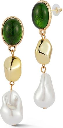 Sphera Milano Pebble Faux Pearl Drop Earrings in Gold/green at Nordstrom Rack