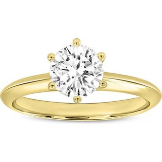 LuvMyJewelry Tesi 14K Yellow Gold Round Shape Lab Grown Diamond Solitaire Ring - 1 Ct at Nordstrom, Size 7