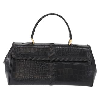 Saint Laurent Vintage Handbag Leather Black Leather Handbag (Pre-Owned)