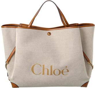 Chlo&eacute; Clover Double Carry Canvas & Leather Tote