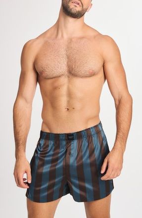 Savage x Fenty Savage X Satin Boxers in Nightfall Thicc Stripe Print at Nordstrom, Size Xxx-Large
