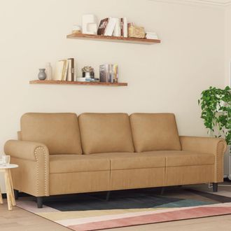 vidaXL Sof&aacute; De 3 Plazas Terciopelo Marr&oacute;n 180 Cm Vidaxl