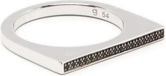 Tom Wood Zwarte Spinel Ring Top - Dames - Ringen - Grijs - 56 MM - Accessoires