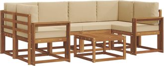 vidaXL Conjunto De Sof&aacute;s De Exterior 7 Uds. Natural Y Beige Vidaxl
