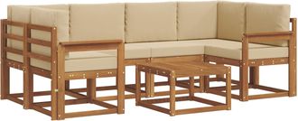 vidaXL Conjunto De Sof&aacute;s De Exterior 7 Uds. Natural Y Beige Vidaxl