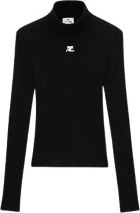 Courr&egrave;ges Maglione a collo alto a coste - - Knitwear - Donna - Nero - L