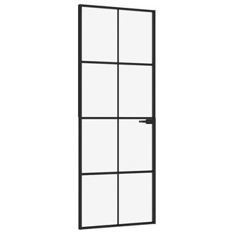 Berkfield Home Interior Door Black 76x201.5 cm Tempered Glass&Aluminium