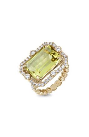 Bony Levy 18K Gold Iris Lemon Quartz & Diamond Statement Ring in 18K Yellow Gold at Nordstrom, Size 6.5