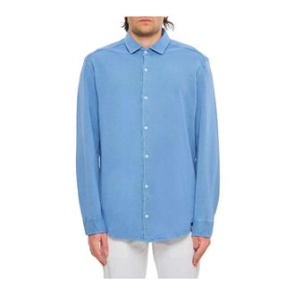 Drumohr Casual Shirts, male, Blue, Size: S Versatile Long Sleeve Shirt with Button Closure