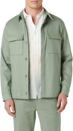 Bugatchi Linen & Cotton Button-Up Shirt Jacket in Khaki at Nordstrom Rack, Size X-Large