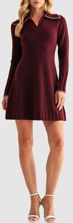 Mila Mae Whip Stitch Polo Sweater Dress in Burgundy at Nordstrom Rack, Size X-Large