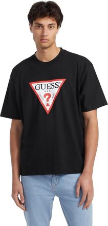 Guess Iconisch T-shirt voor heren, in jeansstijl (Zwart)