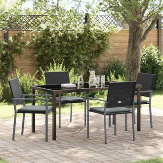 vidaXL Conjunto De Comedor De Jard&iacute;n 5 Pcs Negro Polirat&aacute;n Vidaxl