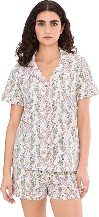 Bedhead Pajamas Short Sleeve Shorty Cotton Knit Pajama Set Womens Pajama Sets Putting Pink : LG (US 12-14), Cotton/Elastane