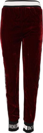 Dolce & Gabbana Red Viscose DG Logo Mid Waist Womens Pants (Pre-Owned)