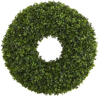 Nearly Natural 28in Boxwood Artificial Wreath