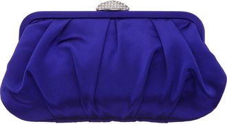Nina Concord Pleated Satin Frame Clutch in Midnight Plum at Nordstrom