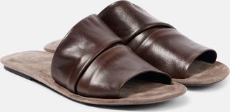 Brunello Cucinelli Sandali in pelle con ruches