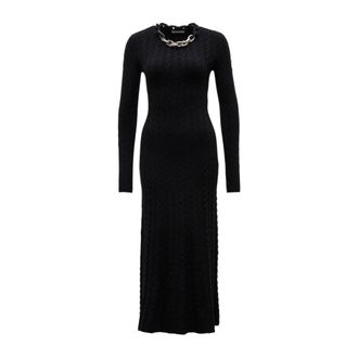 Paco Rabanne Knitted Dresses, female, Black, Size: M Fitted Midi Dress