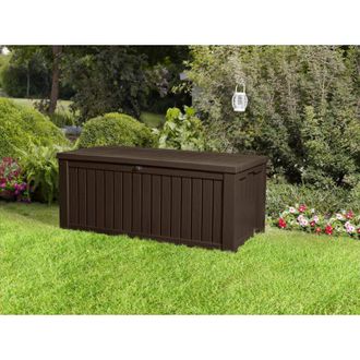 Dmora Cassapanca outdoor Nurachi, Baule da giardino, Contenitore da esterno, Panchina contenitore da esterno, 155x72 h64 cm, Marrone - Dmora