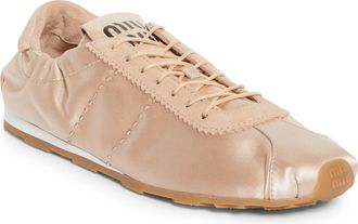 Miu Miu Plume Satin Low Top Sneaker in Cipria at Nordstrom, Size 10.5Us