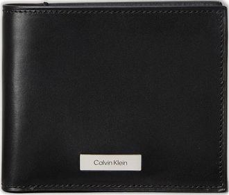 Calvin Klein Portafoglio in pelle con placca logo - Nero