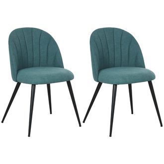 HOMCOM Set of 2 Dining Chairs with Shell Backrest and Padded Seat - Green | TJ Hughes
