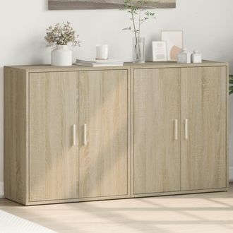Berkfield Home Sideboards 2 pcs Sonoma Oak 60x31x70 cm Engineered Wood in Brown | Size: 60 x 31 x 70 cm